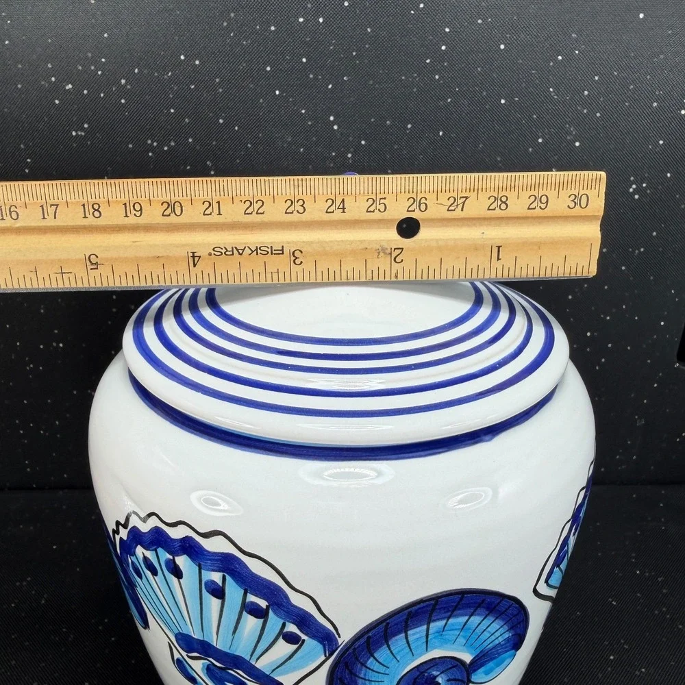 Starbucks Deruta Italy S Berna Conchiglia Seashell Ceramic Canister Jar Blue 9in